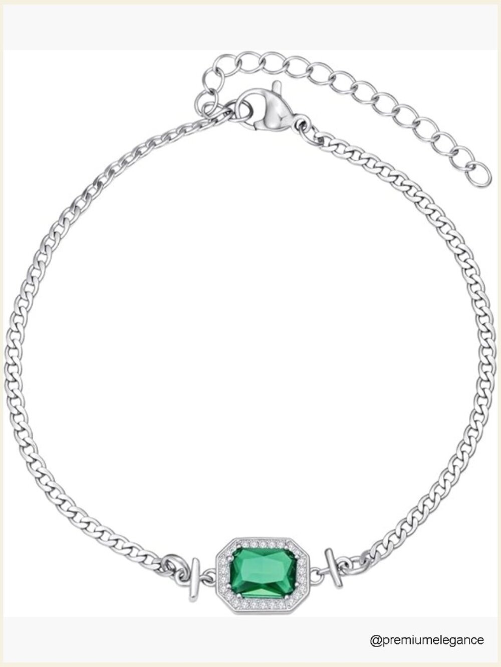 Dainty Cuban Link Birthstone Bracelet 14k Gold Plated